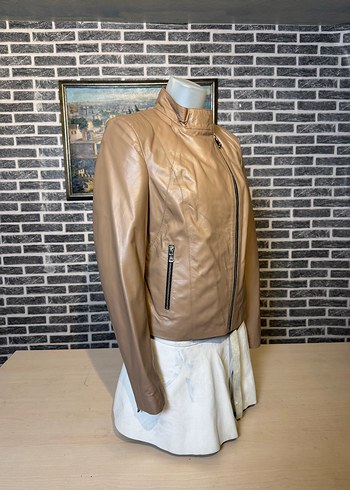 Kadın Deri Ceket Hakiki Kuzu Derisi Ceket Mont - Görsel 2