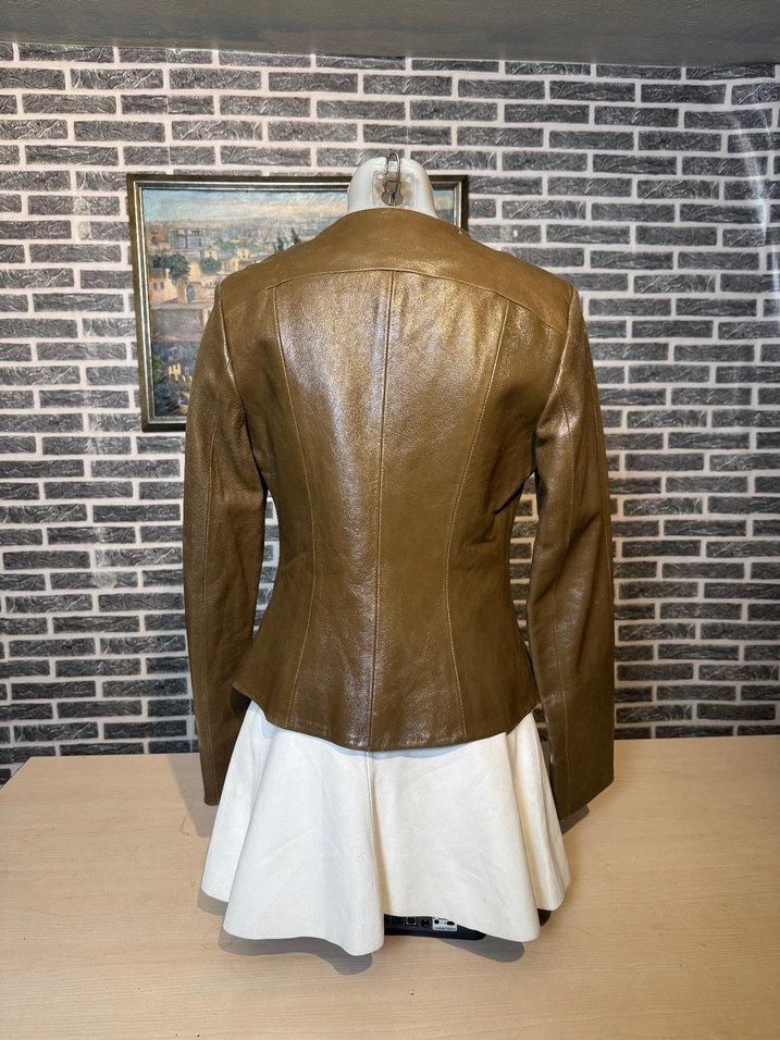 Kadın Deri Ceket Hakiki Dana Derisi Ceket Mont - Görsel 4