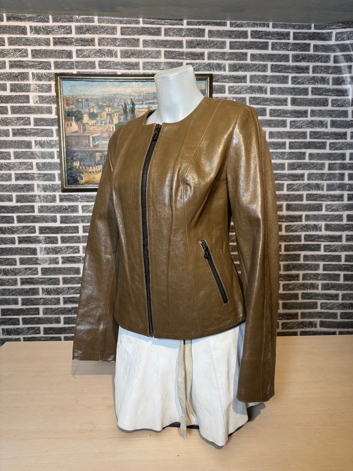 Kadın Deri Ceket Hakiki Dana Derisi Ceket Mont - Görsel 3