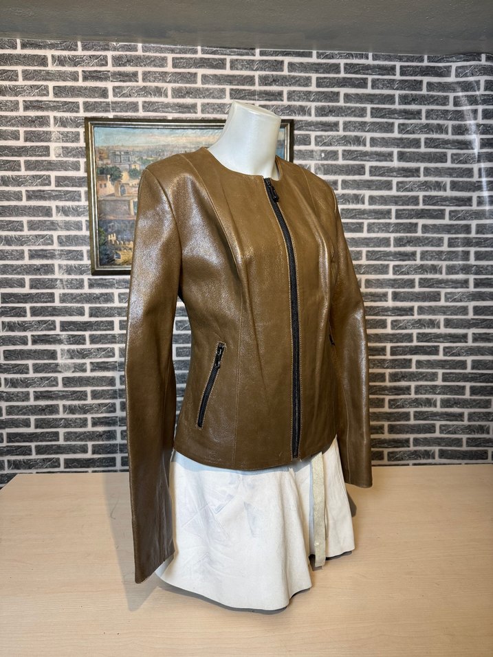 Kadın Deri Ceket Hakiki Dana Derisi Ceket Mont - Görsel 2