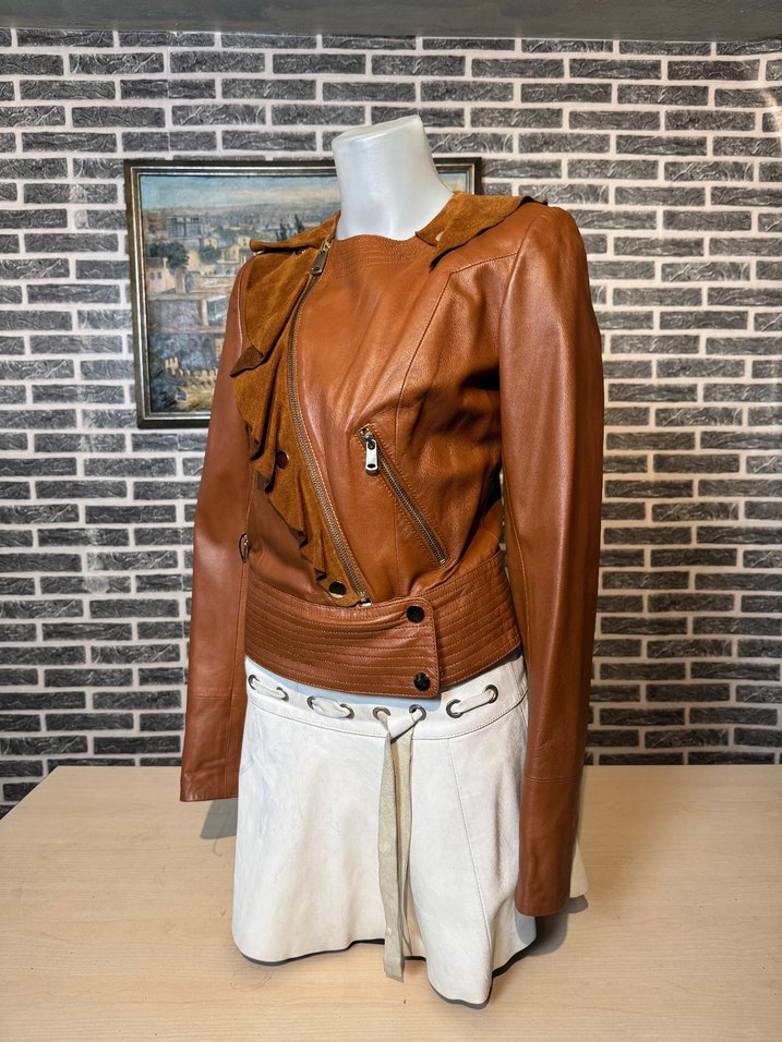 Kadın Deri Ceket Hakiki Kuzu Derisi Ceket Mont - Görsel 4