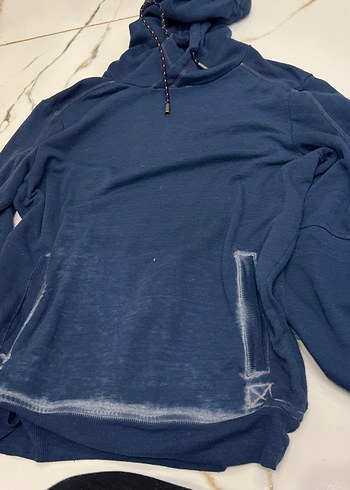 Kapüşonlu Mavi Baskılı Kadın Sweatshirt - Görsel 2