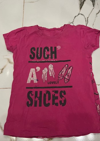 Kız Çocuk Pullu Baskılı Kısa Kollu Tişört - Görsel 3