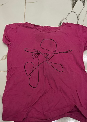 Kız Çocuk Pullu Baskılı Kısa Kollu Tişört - Görsel 2