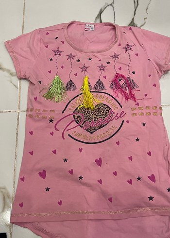 Kız Çocuk Pullu Baskılı Kısa Kollu Tişört - Görsel 18