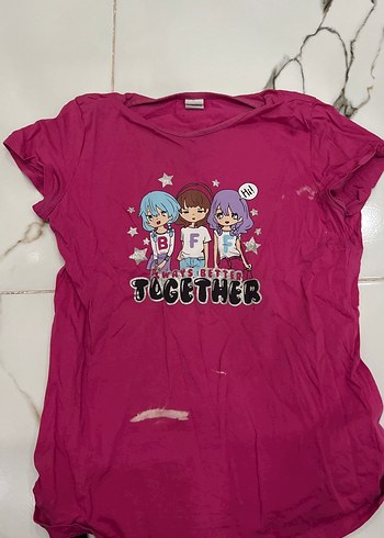 Kız Çocuk Pullu Baskılı Kısa Kollu Tişört - Görsel 6