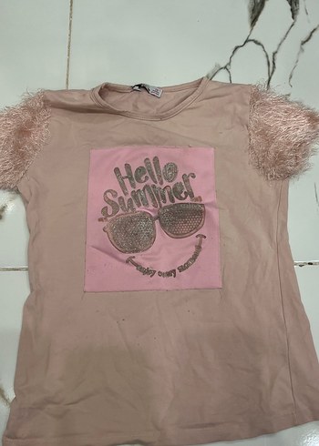 Kız Çocuk Pullu Baskılı Kısa Kollu Tişört - Görsel 9