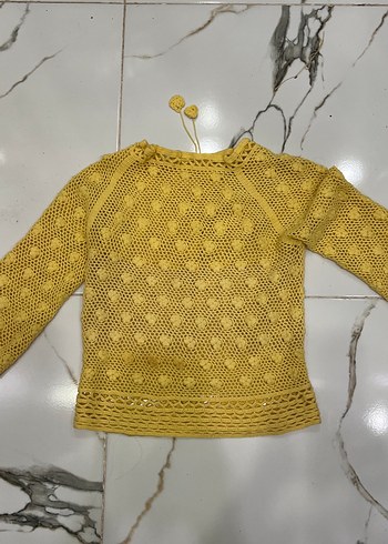 Sarı Örgü Bohem Kadın Kazak - Görsel 2