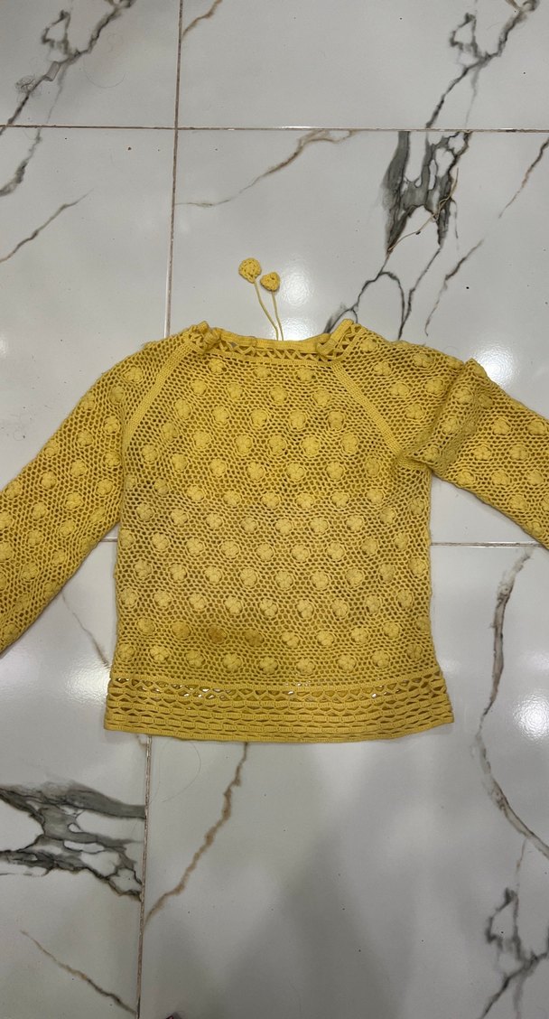Sarı Örgü Bohem Kadın Kazak - Görsel 2