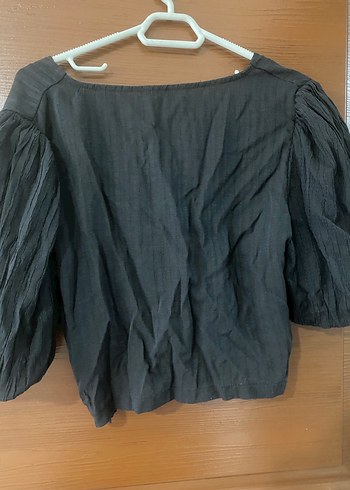 Siyah Örme crop bluz - Görsel 3