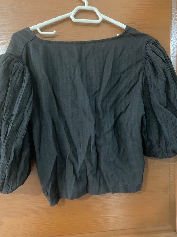 Siyah Örme crop bluz - Görsel 3