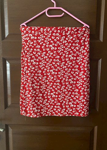 Kırmızı Pilili Midi Hamile Etek - Görsel 3