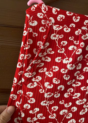 Kırmızı Pilili Midi Hamile Etek - Görsel 2
