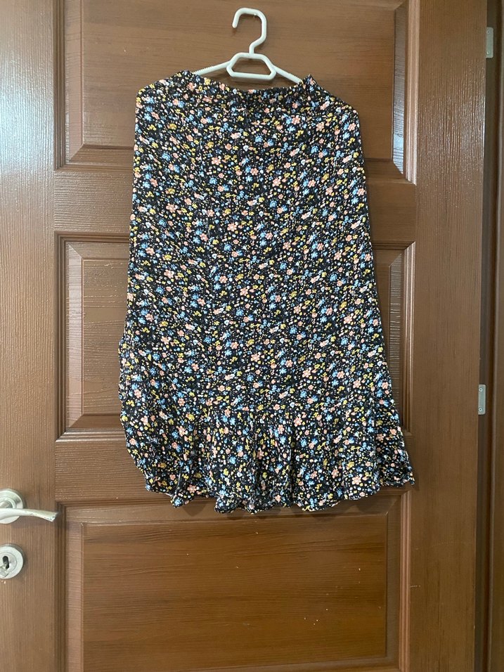 Çiçek Desenli Midi Hamile Etek - Görsel 2