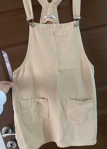 Bej Kadın Midi Tulum Pamuk Kumaş - Görsel 3