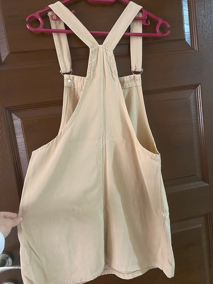 Bej Kadın Midi Tulum Pamuk Kumaş - Görsel 4