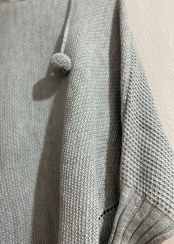 Gri Örgü Kadın Bohem Salaş Kazak - Görsel 2