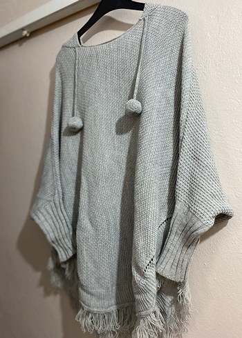 Gri Örgü Kadın Bohem Salaş Kazak - Görsel 3