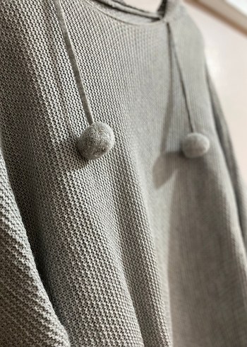 Gri Örgü Kadın Bohem Salaş Kazak - Görsel 4