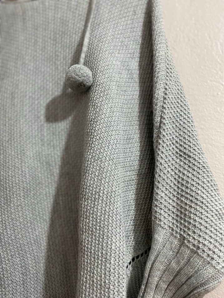 Gri Örgü Kadın Bohem Salaş Kazak - Görsel 2