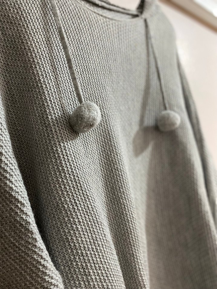 Gri Örgü Kadın Bohem Salaş Kazak - Görsel 4