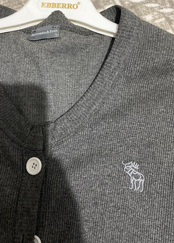 Gri Pamuklu Kadın Hırka Düğmeli - Görsel 2