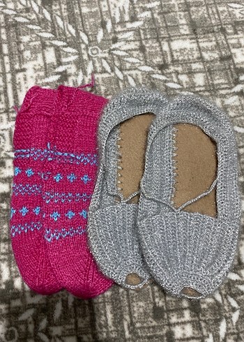 Kızlar için renkli pembe örgü çorap - Görsel 3