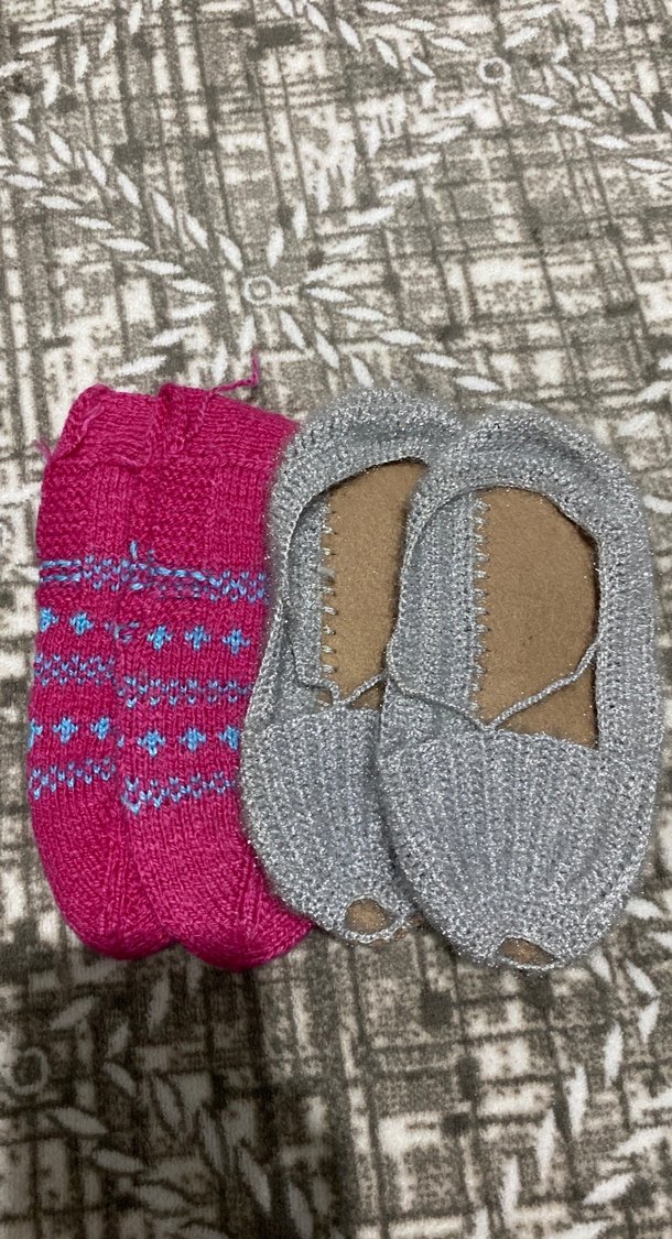 Kızlar için renkli pembe örgü çorap - Görsel 3