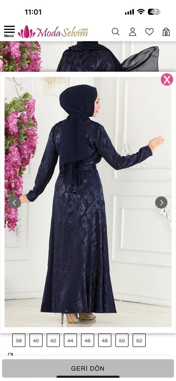 Lacivert Uzun Kollu Bağlamalı Abiye Elbise - Görsel 5