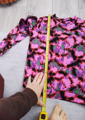 Renkli Batik Desenli Kadın Sweatshirt - Görsel 4