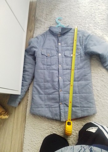 Gri Erkek Çocuk Keten Düğmeli Ceket - Görsel 3