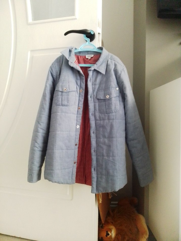 Gri Erkek Çocuk Keten Düğmeli Ceket - Görsel 2