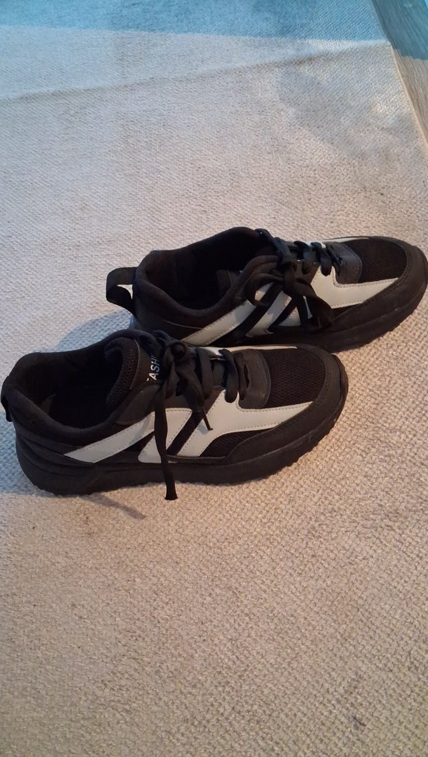 Siyah Gri Spor Kadın Sneakers Velcro - Görsel 2