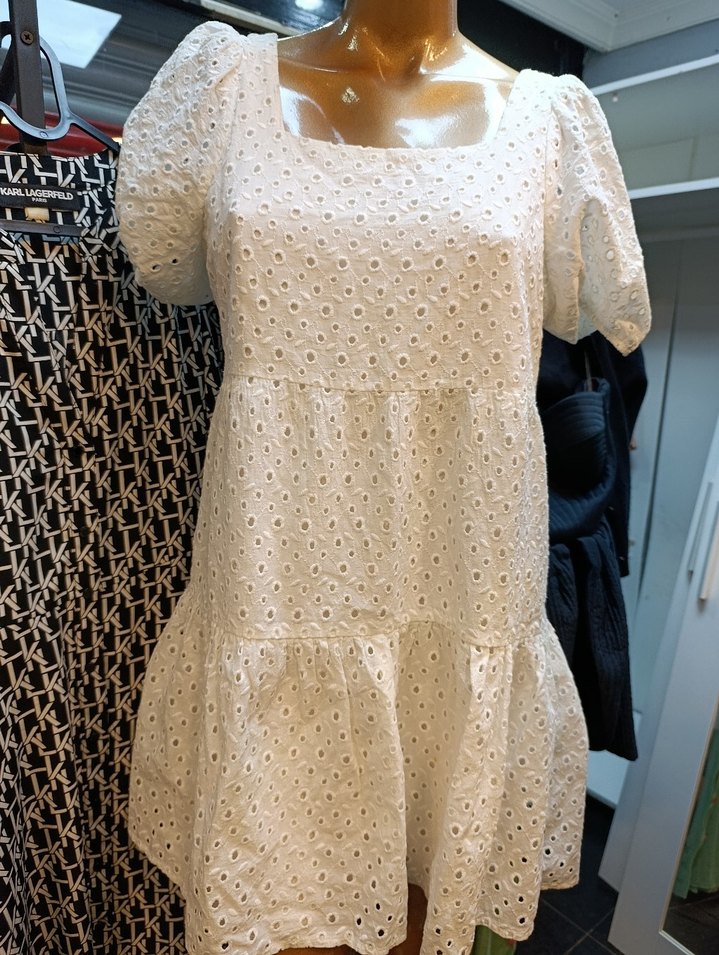 Beyaz Mini elbise - Görsel 3