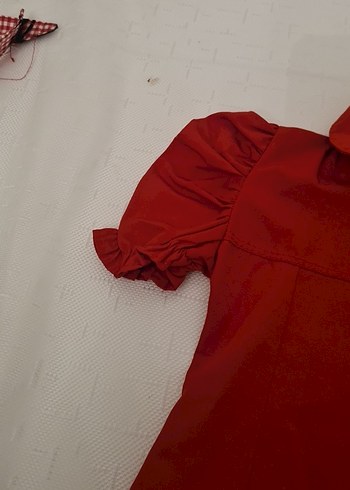 Kısa Kollu Kırmızı Düğmeli bebek Gömlek - Görsel 4