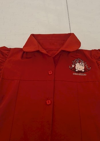 Kısa Kollu Kırmızı Düğmeli bebek Gömlek - Görsel 2