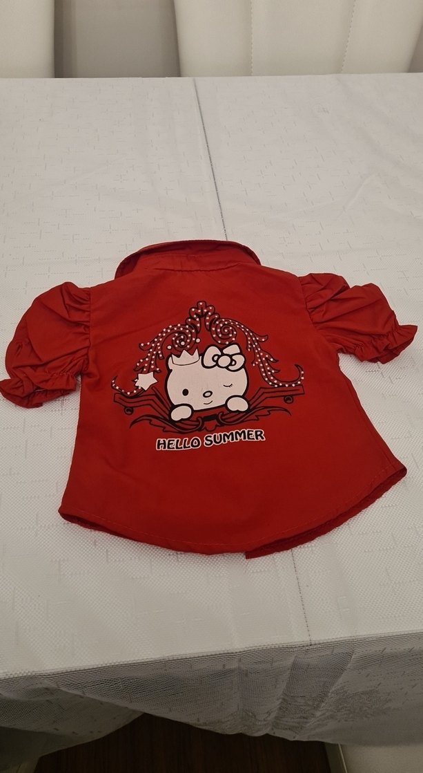 Kısa Kollu Kırmızı Düğmeli bebek Gömlek - Görsel 5