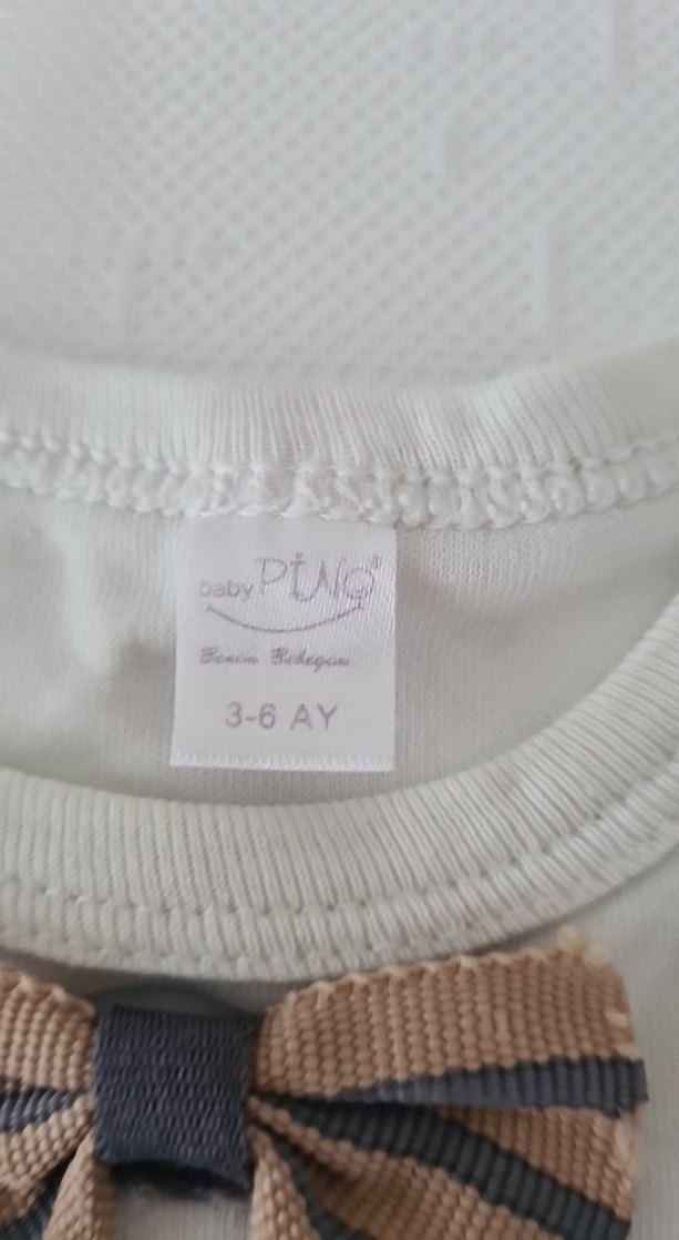 Fiyonklu Beyaz Kolsuz Bebek Body - Görsel 4