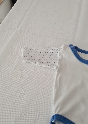 Uzun Kollu Beyaz Bebek Body Mavi Detaylı - Görsel 2