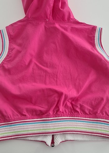 Kapüşonlu Fermuarlı Pembe Kız Yeleği - Görsel 6