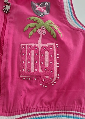 Kapüşonlu Fermuarlı Pembe Kız Yeleği - Görsel 4