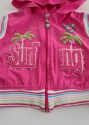 Kapüşonlu Fermuarlı Pembe Kız Yeleği - Görsel 2