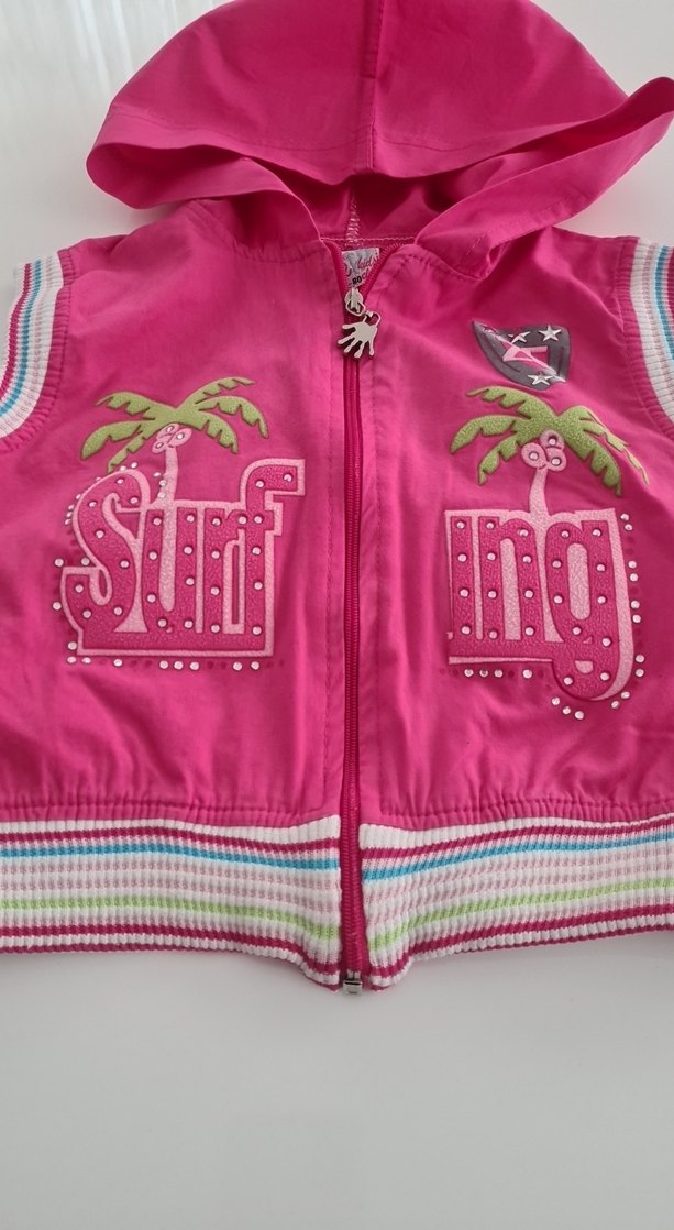 Kapüşonlu Fermuarlı Pembe Kız Yeleği - Görsel 2