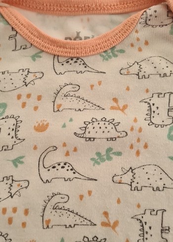 Dinozor Desenli Kısa Kollu Bebek Body - Görsel 2