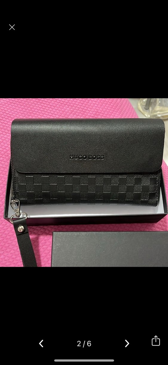 Hugo Boss Siyah Deri Erkek Clutch Cüzdan - Görsel 2