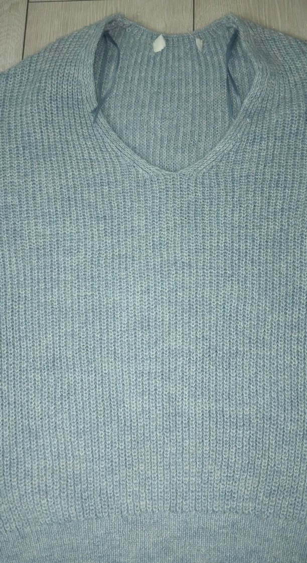 mavi renktir, V Yaka Örgü Kadın Kazak - Görsel 2