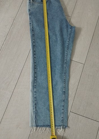 Kadın Mavi Loose Fit Midi Kot Pantolon - Görsel 6