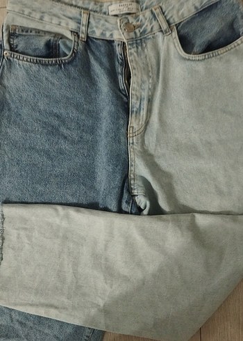 Kadın Mavi Loose Fit Midi Kot Pantolon - Görsel 4