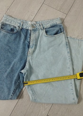 Kadın Mavi Loose Fit Midi Kot Pantolon - Görsel 8