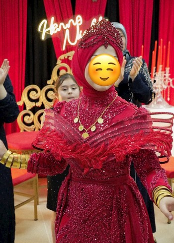 Koyu Kırmızı gelin Tacı - Görsel 4